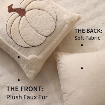 Allorry Fall Pillow Covers 18x18 Set of 2 Soft Plush Faux Fur Cushion Covers for Autumn Decor