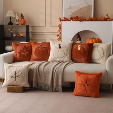 Allorry Fall Pillow Covers Set of 2 Soft Plush Decor
