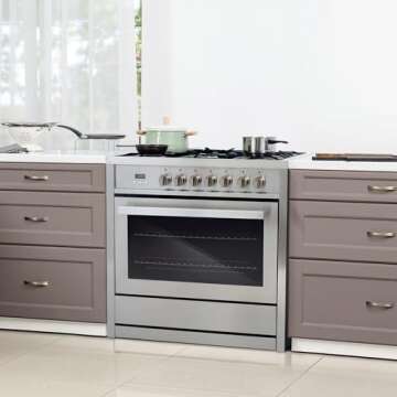 COSMO 36 in. Stellar Collection 3.8 cu. ft. Dual Fuel Range, 5 Sealed Burners, 8 Function Convection...
