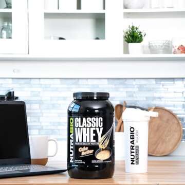 NutraBio Classic Whey Protein Powder- 25G Protein Per Scoop - Full-Spectrum Amino Acid Profile - No Fillers, Artificial Colors, Preservatives - Low Glycemic Index - (Cake Batter, 2 Pounds)