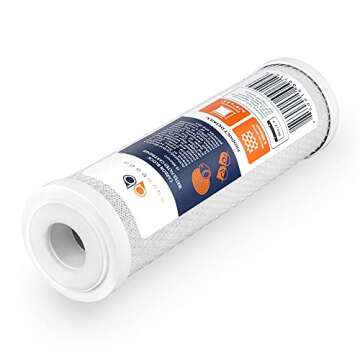 Aquaboon 5 Micron Carbon Block Water Filter Cartridge CTO Replacement for WHKF-WHWC, FXWTC - 4-PACK