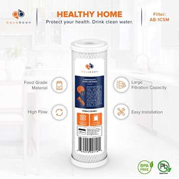 Aquaboon 5 Micron Carbon Block Water Filter - 4-PACK