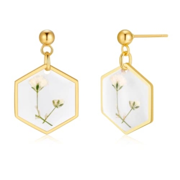 Pressed Flower Earrings | Handmade Baby's Breath Resin Jewelry