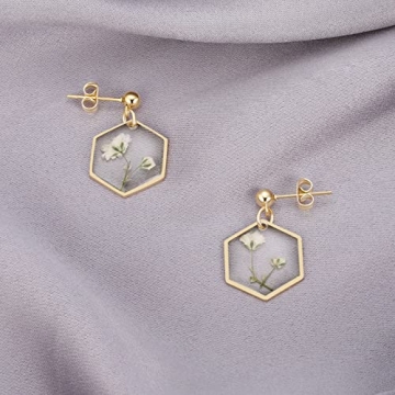 Handmade Pressed Flower Earrings | Resin Dangle Jewelry