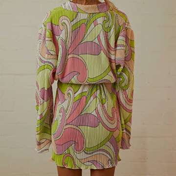 Stylish NUFIWI Women's Pleated Mini Shirt Dress for Summer