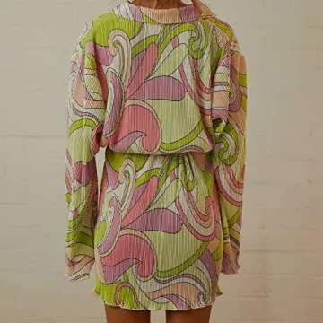 Stylish NUFIWI Women's Pleated Mini Shirt Dress for Summer