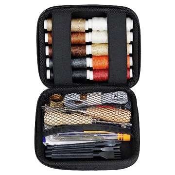 PLANTIONAL Leather Stitching Sewing Kit: 31PCS Leather Sewing Kit with 4mm Lacing Stitching Chisel, ...