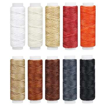 PLANTIONAL Leather Stitching Sewing Kit: 31PCS Leather Sewing Kit with 4mm Lacing Stitching Chisel, Leather Sewing Tools, Waxed Thread and Large-Eye Stitching Needles for Crafting Projects