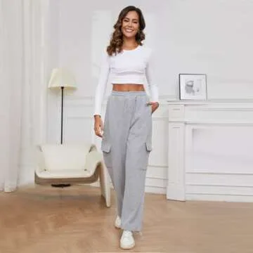 Rxozrxoz Womens Parachute Pants Drawstring Elastic Loose Cargo Sweatpants Y2K Baggy Cargo Pants Jogger with Pockets(Grey-S)