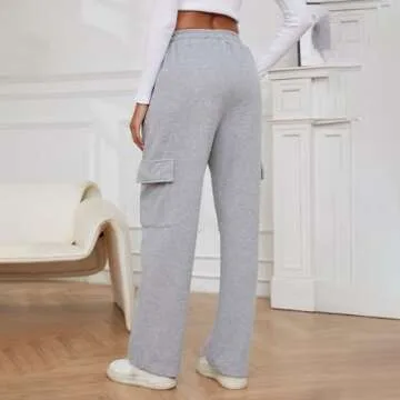 Rxozrxoz Womens Parachute Pants Drawstring Elastic Loose Cargo Sweatpants Y2K Baggy Cargo Pants Jogger with Pockets(Grey-S)