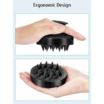 HEETA 2 Pack Hair Scalp Massager Shampoo Brush for Hair Growth, Hair Scalp Scrubber with Soft Silicone, Wet and Dry Hair Detangler (Whole Black & Whole Black)