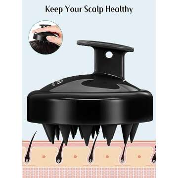 HEETA 2 Pack Hair Scalp Massager Shampoo Brush for Hair Growth, Hair Scalp Scrubber with Soft Silicone, Wet and Dry Hair Detangler (Whole Black & Whole Black)