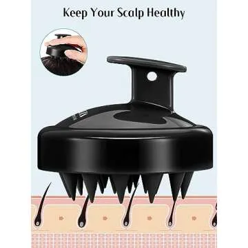 HEETA 2 Pack Hair Scalp Massager Shampoo Brush for Hair Growth, Hair Scalp Scrubber with Soft Silicone, Wet and Dry Hair Detangler (Whole Black & Whole Black)