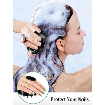 HEETA 2 Pack Hair Scalp Massager Shampoo Brush for Hair Growth, Hair Scalp Scrubber with Soft Silicone, Wet and Dry Hair Detangler (Whole Black & Whole Black)