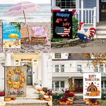 CDLong 12 Seasonal Garden Flags Double-Sided Set