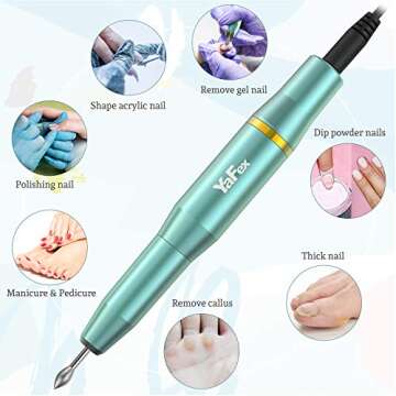 YaFex Electric Nail Drill Kit, YaFex Professional Acrylic Nail File Portable Manicure Pedicure Drill Set for Acrylic Gel Nails with False Nail Clipper, Drill Bits Kit and Sanding Bands, Gift