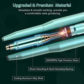 YaFex Electric Nail Drill Kit, YaFex Professional Acrylic Nail File Portable Manicure Pedicure Drill Set for Acrylic Gel Nails with False Nail Clipper, Drill Bits Kit and Sanding Bands, Gift