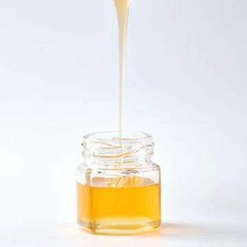 Rormket 1.5oz 6Pack Mini Glass Hexagon honey Jars Gold Lids, Jam Honey Dipper，Wedding Favors，Baby Food，Candle，Crafts Canning Jar，Glasses jar (Golden)