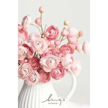 Ling's Moment Ranunculus Artificial Flower, Faux Silk Mini Ranunculus Flowers for DIY Bouquet, Bulk Fake Wedding Filler Flowers for Centerpieces Arrangements Bridal Shower Decorations, Dusty Rose