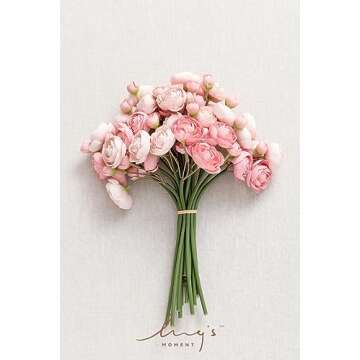 Ling's Moment Ranunculus Artificial Flower, Faux Silk Mini Ranunculus Flowers for DIY Bouquet, Bulk Fake Wedding Filler Flowers for Centerpieces Arrangements Bridal Shower Decorations, Dusty Rose
