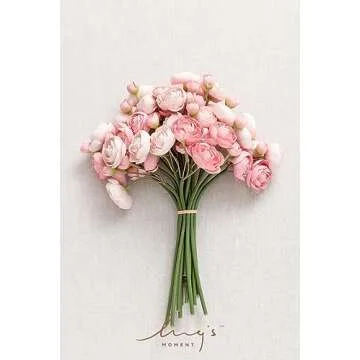 Ling's Moment Ranunculus Artificial Flower, Faux Silk Mini Ranunculus Flowers for DIY Bouquet, Bulk Fake Wedding Filler Flowers for Centerpieces Arrangements Bridal Shower Decorations, Dusty Rose