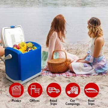 Wagan EL6224 12V Personal Thermoelectric Cooler/Warmer, 24 Liter Capacity, Portable Electric Car Cooler Warmer with 12/24V DC, 12V Small Fridge for Car, RV, and Camping Use, UL Listed