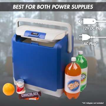 Wagan EL6224 12V Personal Thermoelectric Cooler/Warmer, 24 Liter Capacity, Portable Electric Car Cooler Warmer with 12/24V DC, 12V Small Fridge for Car, RV, and Camping Use, UL Listed