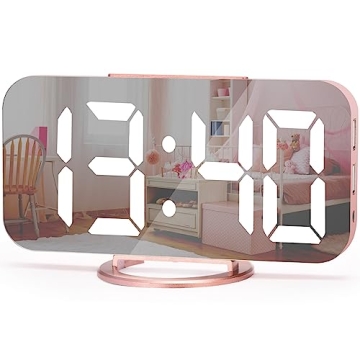 U-pick Digital Alarm Clock, 6.6" Large Mirrored LED Clock with Dual USB Charger Ports | Easy Snooze ...