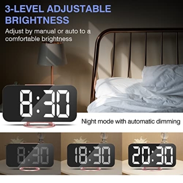U-pick Digital Alarm Clock with USB Ports and Elegant Design