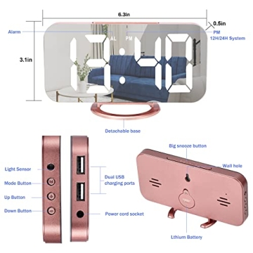 U-pick Digital Alarm Clock with USB Ports and Elegant Design