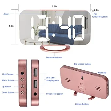 U-pick Digital Alarm Clock with USB Ports and Elegant Design