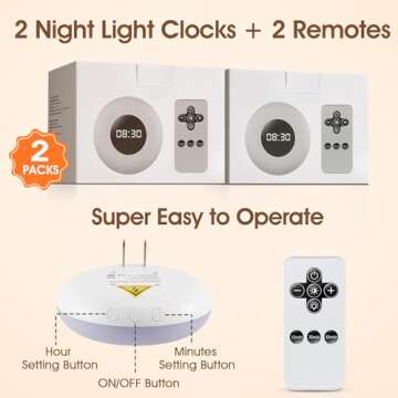 Bathroom Clock 2 PACK,10 Levels Dimmable+3 Light Colors Bathroom Night Light+Shower Clock Waterproof, 90Lumen Bathroom Wall Clock+Shower Timer, Aora Night Light Bathroom Clocks Wall Shower Clock Timer