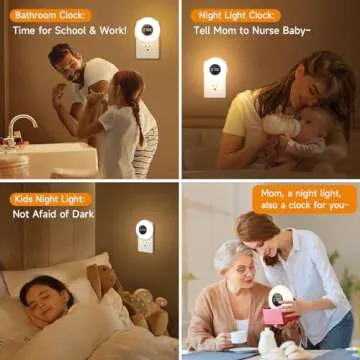Bathroom Clock 2 PACK,10 Levels Dimmable+3 Light Colors Bathroom Night Light+Shower Clock Waterproof, 90Lumen Bathroom Wall Clock+Shower Timer, Aora Night Light Bathroom Clocks Wall Shower Clock Timer