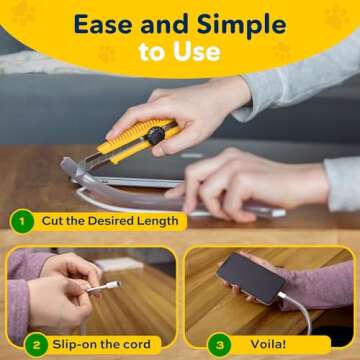 PROTECTO Heavy Duty Cord Protectors from Pets No Chew Solution, 7ft Easy to Use Dog & Cat Cord Protector, Clear & Odorless Critter Cord Covers for Pets, Power Audio & Video Wire Protector Tubing