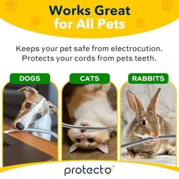PROTECTO Heavy Duty Cord Protectors from Pets No Chew Solution, 7ft Easy to Use Dog & Cat Cord Protector, Clear & Odorless Critter Cord Covers for Pets, Power Audio & Video Wire Protector Tubing