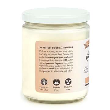 Pet's Favorite - Odor Eliminating Candle - French Vanilla, 70 Hour Burn