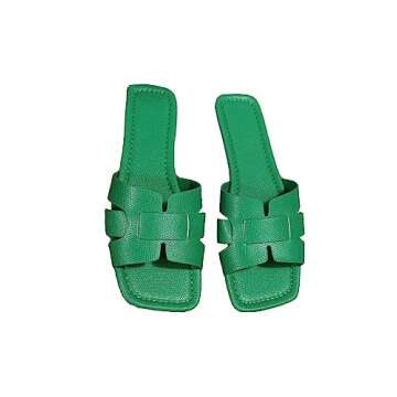 Stylish GORGLITTER Women's Green H-Band Slide Sandals