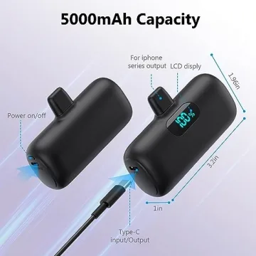 Mini Portable Charger for iPhone with LCD Display and Fast Charging