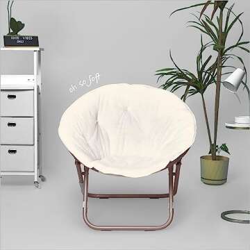 Urban Lifestyle Faux Fur Saucer Chair, 22"D x 32"W x 29"H, White/Gold