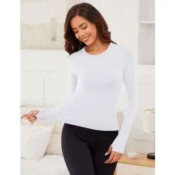 Rapbin Long Sleeve Undershirt for Women Thermal Underwear Fitted Stretchy Crewneck Top Ladies Fleece...
