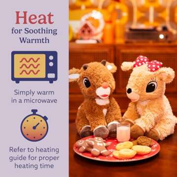 Warmies Microwavable & Weighted Stuffed Animals, Rudolph - Heated Stuffed Animal Plushie for Warmth & Comfort - Cute Soft Plush Toys for Adults & Children (Boys, Girls, Babies & Toddlers)