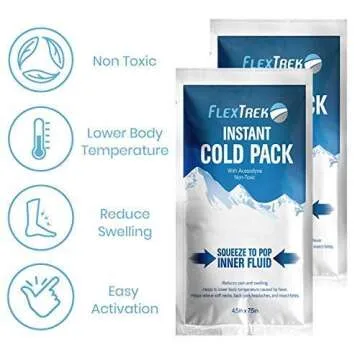 Disposable Instant Cold Pack (6-Pack) - Emergency Breakable First Aid Kit Content for Body Injuries - Perfect for Sports, Camping, Vacation, Athletes, Fitness Trainers - 4.5 x 7.5 inches.
