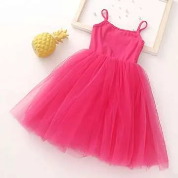 ZINPRETTY Toddler Dress Baby Girls Tutu Playwear Sleeveless Birthday Party Outfit Infant Tulle Sundress Knee Length 4-5T Rose