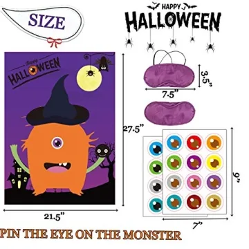 Funnlot Pin The Eye on The Monster Game for Halloween Fun