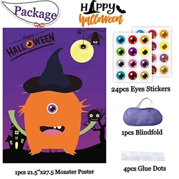 Funnlot Pin The Eye on The Monster Game for Halloween Fun