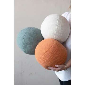 Creative Co-Op Cotton Slub Orb Pillow - Stylish Decor