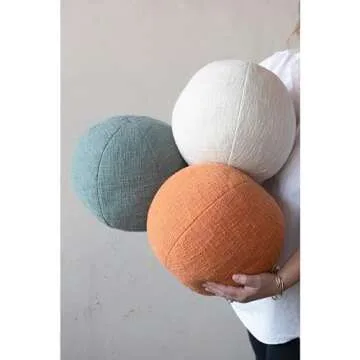 Creative Co-Op Cotton Slub Orb Pillow - Stylish Decor