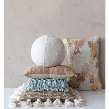 Creative Co-Op Cotton Slub Orb Pillow - Stylish Decor