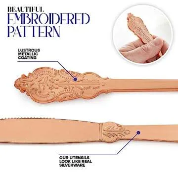 Elegant Rose Gold Disposable Silverware Set - 160 Pcs