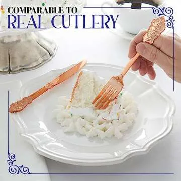 Elegant Rose Gold Disposable Silverware Set - 160 Pcs